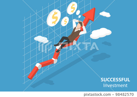 3D Isometric Flat Vector Conceptual Illustration of Successful Investment 98482570