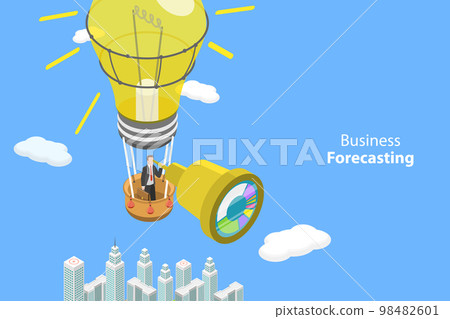3D Isometric Flat Vector Conceptual Illustration of Business Forecasting 98482601