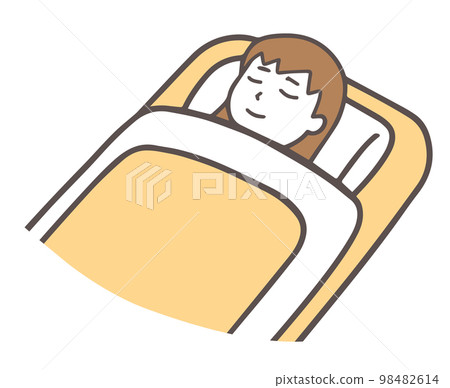 睡在蒲團裡的女人，睡覺，黃色 98482614