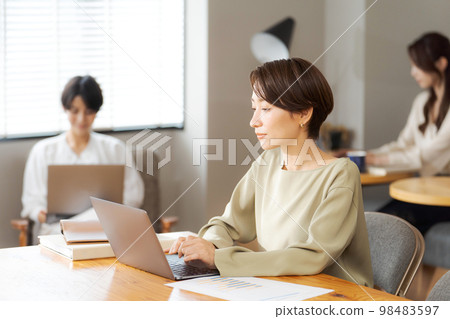 Women working in a shared office 98483597