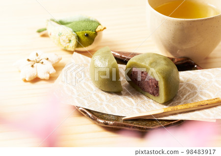 木紋背景草持 98483917