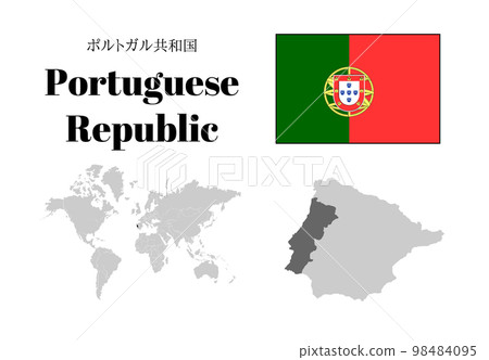 Portugal flag/map/territory 98484095