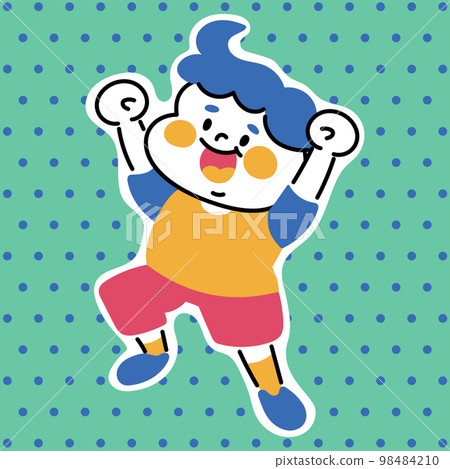 Illustration material of a cute boy jumping with white border 98484210