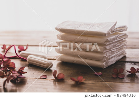 Sanitary napkins and tampons sanitary products photo material 98484316