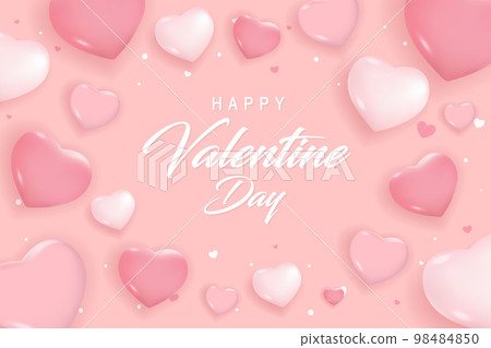 Valentine's day concept posters set. Vector illustration. red and pink paper hearts with frame on geometric background. Cute love sale banners or greeting cards Valentine's day concept posters set. Vector illustration. red and pink paper hearts with frame on geometric background. Cute love sale banners or greeting cards 98484850