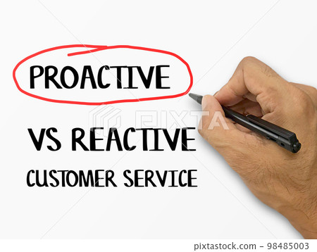 Handwriting text with proactive and Reactive Customer Service on white background. Handwriting text with proactive and Reactive Customer Service on white background. 98485003