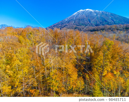 Mt. Yotei (Ezo Fuji) and autumn leaves of Lake Hangetsu Nature Park in Kutchan, Hokkaido in October Mt. Yotei (Ezo Fuji) and autumn leaves of Lake Hangetsu Nature Park in Kutchan, Hokkaido in October 98485711