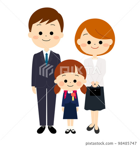 一個微笑的新一年級學生和他的監護人 98485747