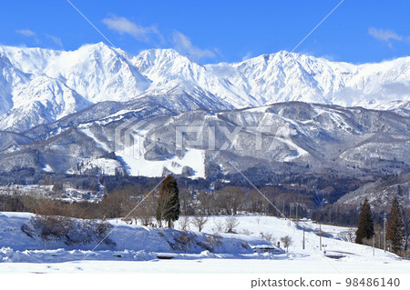 冬天的白馬，從野平看到的陽光明媚的北阿爾卑斯山 98486140