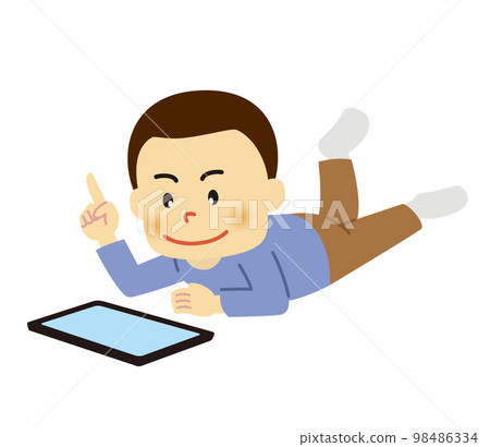 Illustration of a boy with a tablet Illustration of a boy with a tablet 98486334