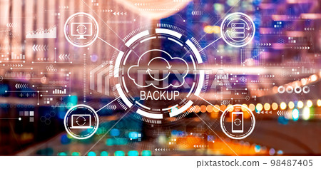 Backup concept with big city at night 98487405
