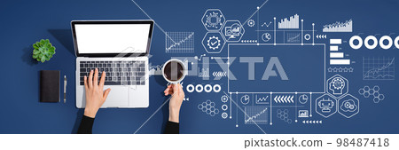 Digital Transformation concept with person using laptop computer Digital Transformation concept with person using laptop computer 98487418