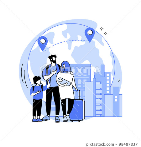 Family migration abstract concept vector illustration. 98487837