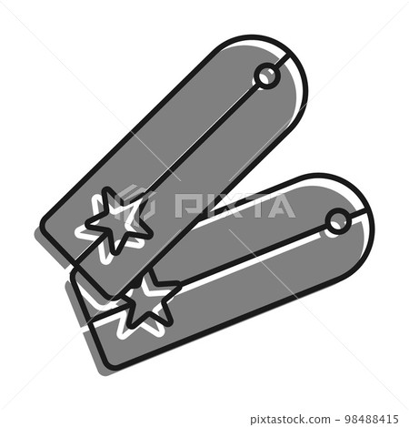 Linear filled with gray color icon, Soldier Epaulettes Of Military General. Army Insignia. Simple black and white vector Isolated On white background Linear filled with gray color icon, Soldier Epaulettes Of Military General. Army Insignia. Simple black and white vector Isolated On white background 98488415