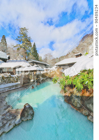 Tsurunoyu Onsen mixed bathing open-air bath Nyuto Onsenkyo 98489234