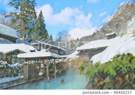 Tsurunoyu Onsen mixed bathing open-air bath Nyuto Onsenkyo 98489257