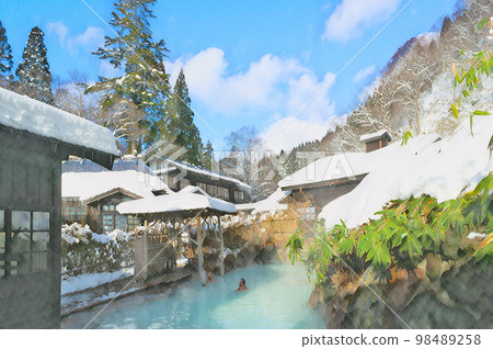 Tsurunoyu Onsen mixed bathing open-air bath Nyuto Onsenkyo Tsurunoyu Onsen mixed bathing open-air bath Nyuto Onsenkyo 98489258