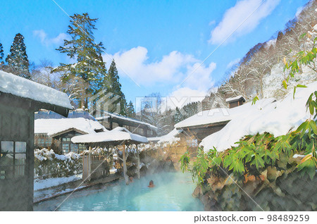 Tsurunoyu Onsen mixed bathing open-air bath Nyuto Onsenkyo 98489259