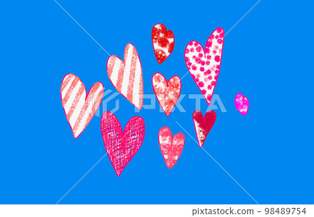Four hand drawn heart motif card designs 98489754