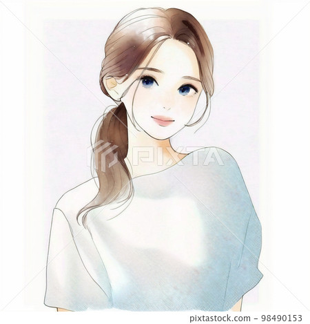 Clean and beautiful older sister Watercolor painting "AI-generated image" 98490153