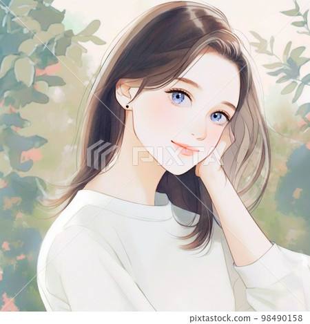Clean and beautiful older sister Watercolor painting "AI-generated image" 98490158