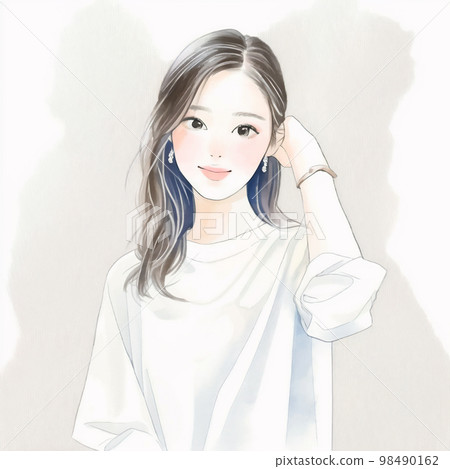Clean and beautiful older sister Watercolor painting "AI-generated image" 98490162