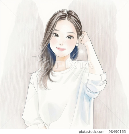 Clean and beautiful older sister Watercolor painting "AI-generated image" 98490163