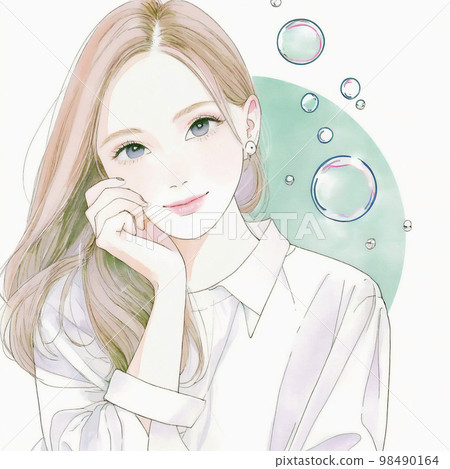 Clean and beautiful older sister Watercolor painting "AI-generated image" 98490164