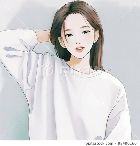 Clean and beautiful older sister Watercolor painting "AI-generated image" 98490166