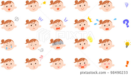 20 different facial expressions of young women No outline 20 different facial expressions of young women No outline 98490233