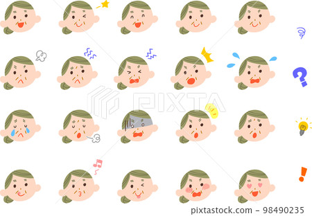 老年婦女的20種面部表情 無輪廓 98490235