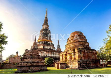 Historical Architecture, Wat Yai Chai Mongkol the old temple in Ayutthaya province Thailand Historical Architecture, Wat Yai Chai Mongkol the old temple in Ayutthaya province Thailand 98490282