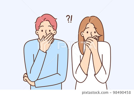 Astonished people shocked with unexpected news  98490458