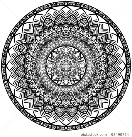 Mandala art (line drawing, geometric patterns, flowers) Mandala art (line drawing, geometric patterns, flowers) 98490754