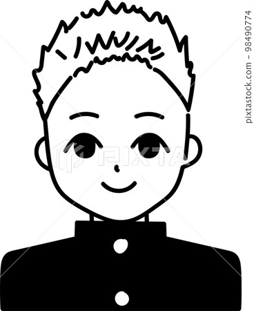 短髮男學生圖標單色 短髮男學生圖標單色 98490774
