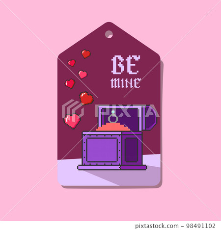 Valentine's day tags with hearts, treasure chest, and wedding ring. Happy Valentine's day concept 98491102