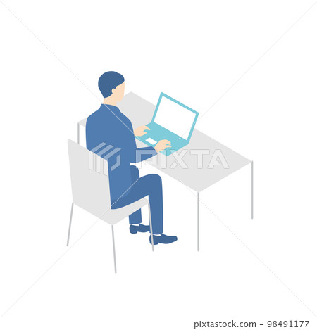 A businessman working on a personal computer A businessman working on a personal computer 98491177