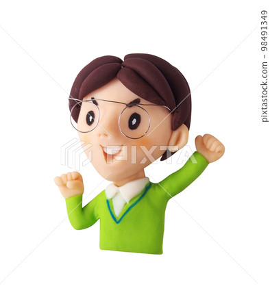 Guts pose male upper body oblique (clay three-dimensional illustration) Guts pose male upper body oblique (clay three-dimensional illustration) 98491349