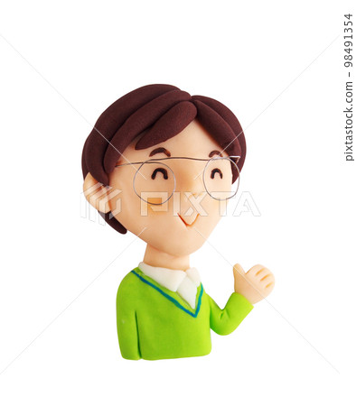 微笑男性上半身斜（3D粘土圖） 98491354