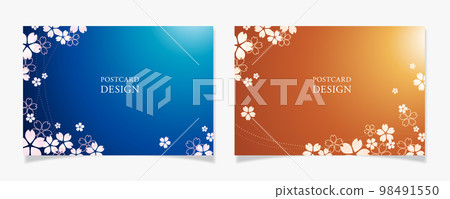 Postcard design E with a motif of cherry blossom petals Postcard design E with a motif of cherry blossom petals 98491550