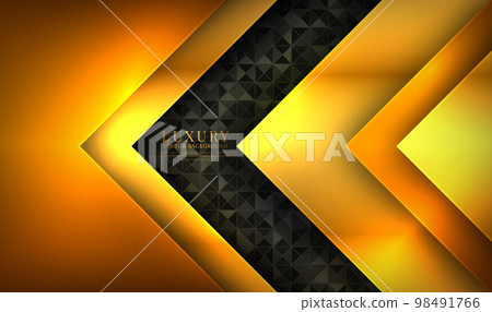 3D golden luxury abstract background overlap layers on dark space with sparkles effect decoration. Graphic design element cutout style concept for banner, flyer, card, brochure cover, or landing page 3D golden luxury abstract background overlap layers on dark space with sparkles effect decoration. Graphic design element cutout style concept for banner, flyer, card, brochure cover, or landing page 98491766