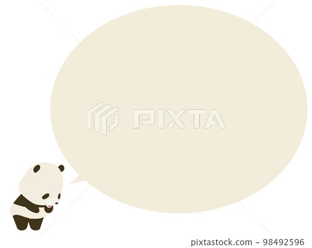 熊貓笑著鞠躬。與講話泡泡 熊貓笑著鞠躬。與講話泡泡 98492596