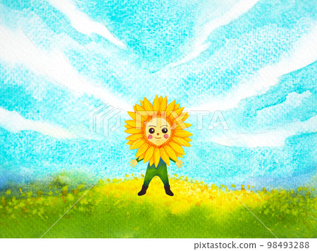 happy child yellow sunflower head flower human body mind mental health spiritual imagine power inspiring energy emotion holistic art watercolor painting illustration design landscape background happy child yellow sunflower head flower human body mind mental health spiritual imagine power inspiring energy emotion holistic art watercolor painting illustration design landscape background 98493288