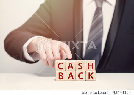 Wooden cubes, business caskback refund concept Wooden cubes, business caskback refund concept 98493394
