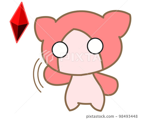 A cute monster waving a hand with a red motif A cute monster waving a hand with a red motif 98493448