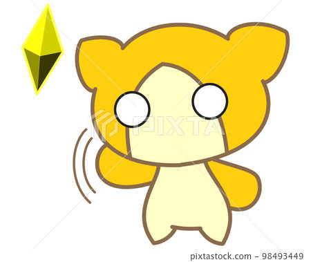 A cute monster waving a hand with a yellow motif A cute monster waving a hand with a yellow motif 98493449