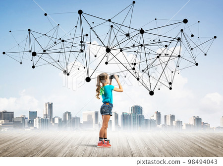 Concept of social wireless connection and internet use for communication by children Concept of social wireless connection and internet use for communication by children 98494043