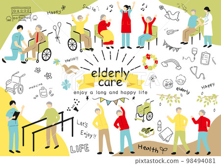 Elderly care illustration material collection Elderly care illustration material collection 98494081