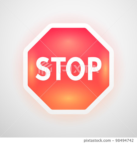 Glowing Stop Danger Sign Icon Glowing Stop Danger Sign Icon 98494742