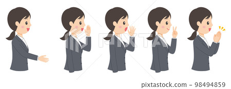 右側身西裝女人 1 面部表情 98494859